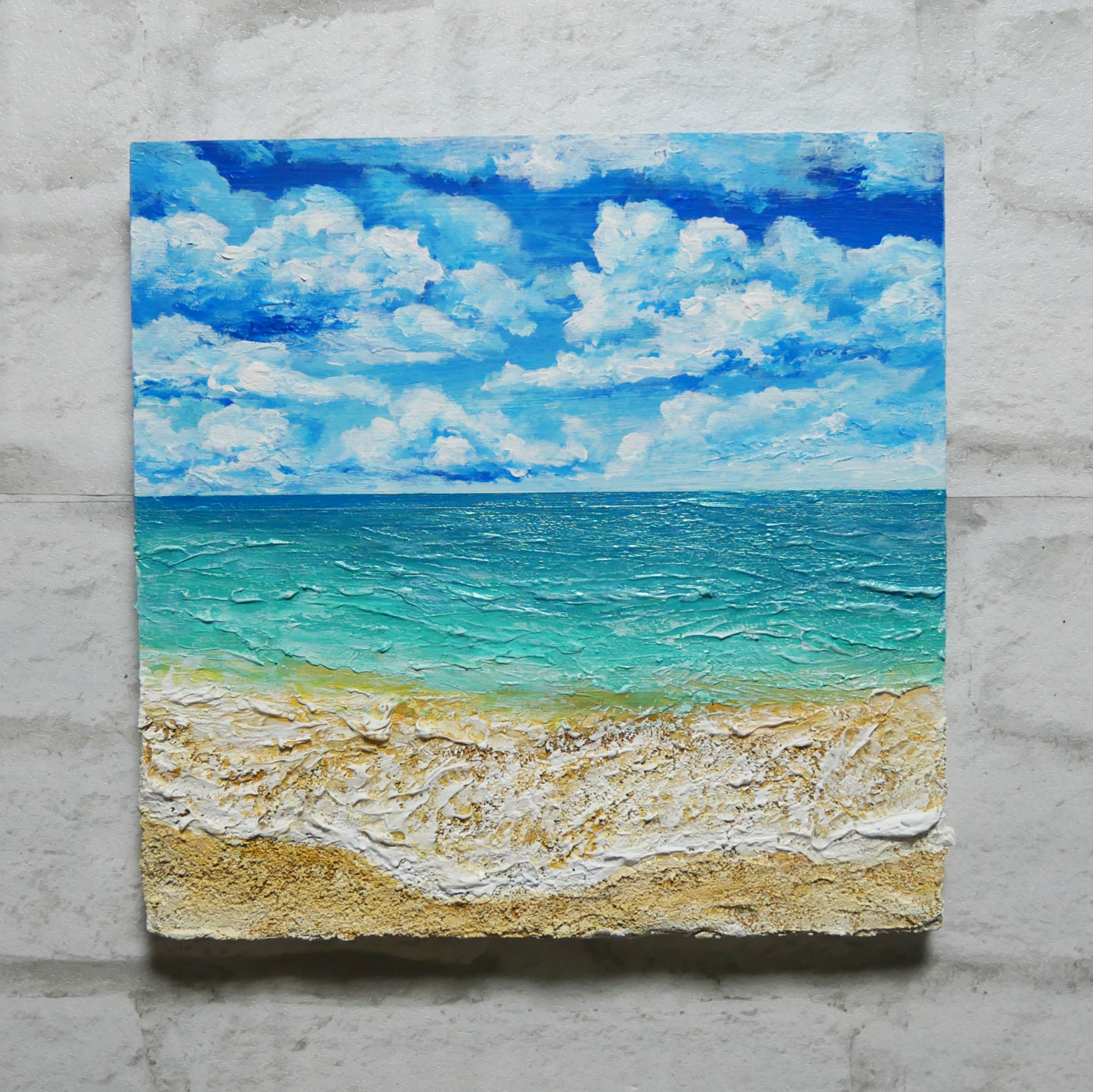 絵画 【岩場の砂浜】 油絵