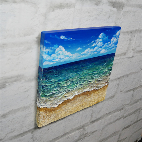 油絵】木製パネル絵画【砂浜の海】 絵画 HR 通販 18019948