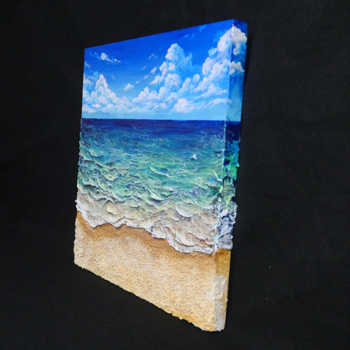 【油絵】木製パネル絵画【砂浜の海】 油絵】木製パネル絵画【砂浜の海】 絵画 HR 通販 18019948