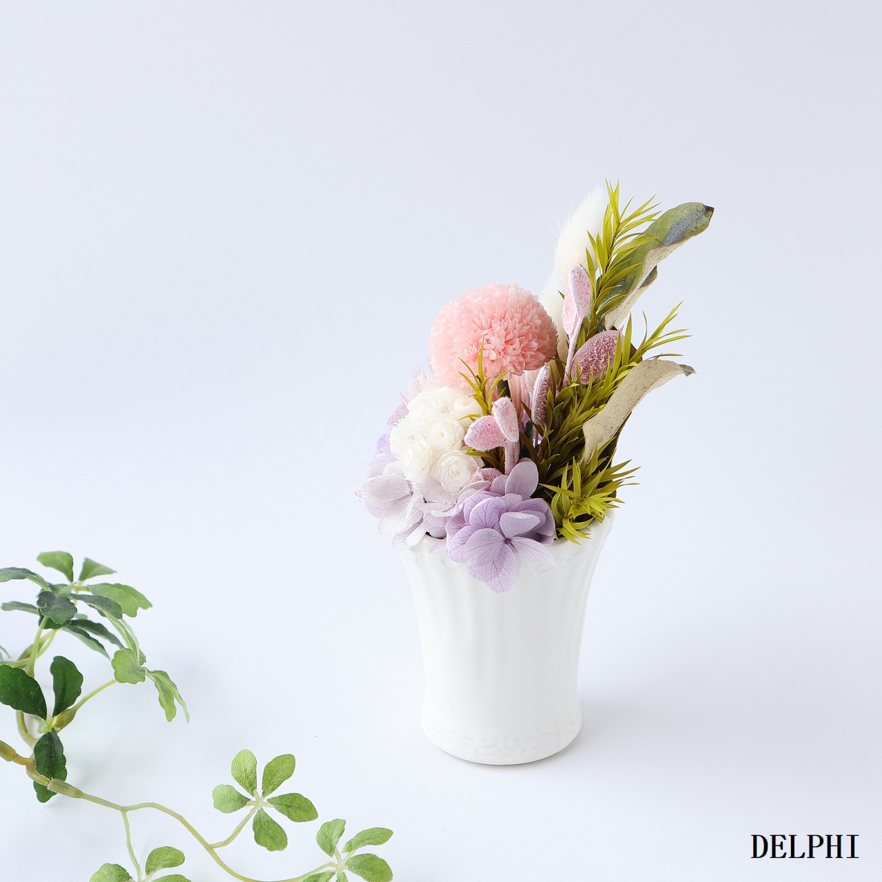 【一対】ポンポン菊のお供えアレンジ（パステルピンク）【プリザーブドフラワー】お供え花　仏花　お盆