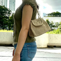 繩編織手挽斜背迷你兩用小包 第4張的照片