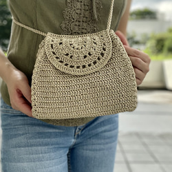 繩編織手挽斜背迷你兩用小包 第1張的照片