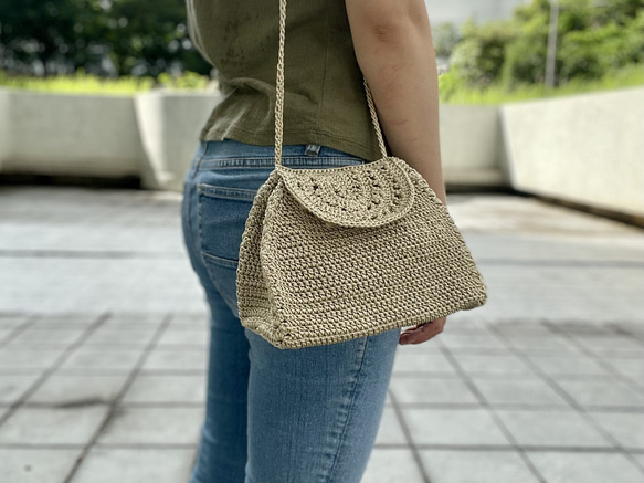繩編織手挽斜背迷你兩用小包 第2張的照片