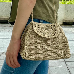 繩編織手挽斜背迷你兩用小包 第3張的照片