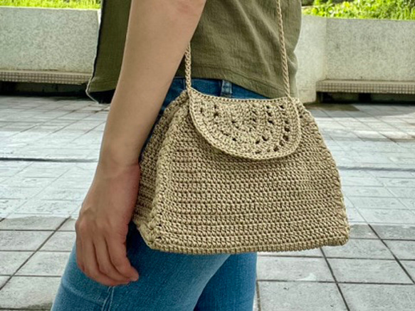 繩編織手挽斜背迷你兩用小包 第3張的照片