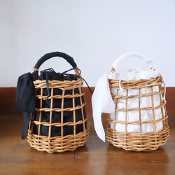 新品・未使用 巾着付きかごバッグ MARCHER(マルシェ)の【石上美津江さん別注】巾着付きかごバッグ