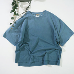 渚のマンダラ ろうけつ染めオーバーサイズtee( ユニセックスサイズ) *ash blue* 3枚目の画像