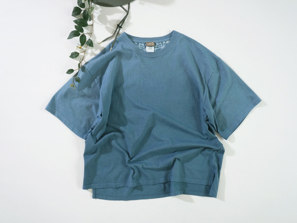 渚のマンダラ ろうけつ染めオーバーサイズtee( ユニセックスサイズ) *ash blue* 3枚目の画像