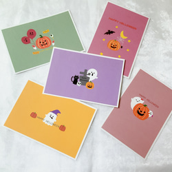 秋 ハロウィン 5枚セット ポストカード はがき イラスト