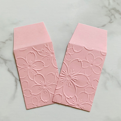 豆ポチ袋 桜 エンボス加工 ピンク 10枚 ぽち袋・お年玉袋 封筒屋さん