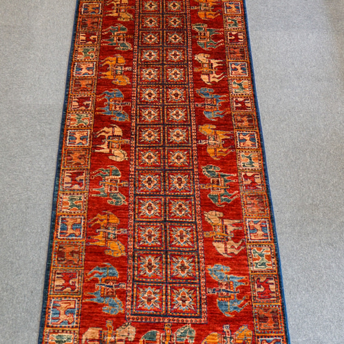 248×83cm【アフガニスタン手織り絨毯】ガズニーウール パジリク