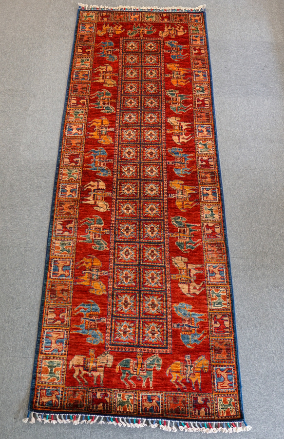 248×83cm【アフガニスタン手織り絨毯】ガズニーウール パジリク