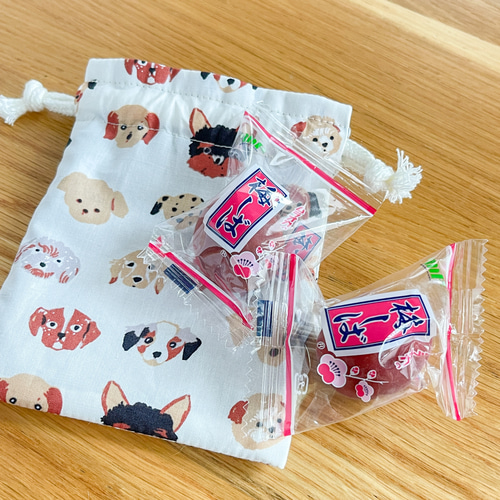 上質をさりげなく＊オーガニックコットンのミニ巾着 ポーチ 犬