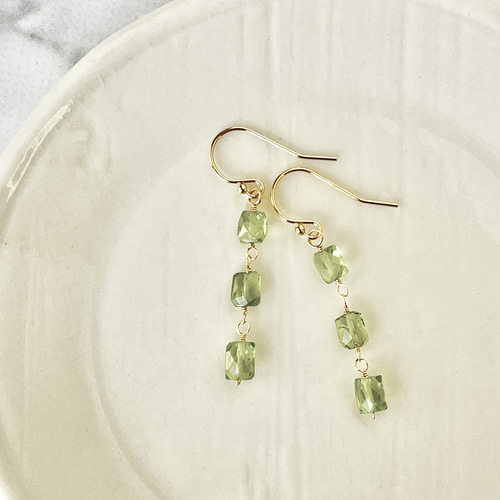☆グリーンダイアモンド☆14Kハワイアンジュエリー☆ペリドットピアス☆ ペリドット K14ピアス(8月誕生石)《25C40117》 | 京セラ