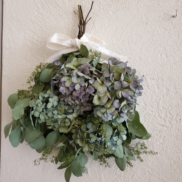 ユーカリと紫陽花のスワッグ スワッグ GREEN ROSE 通販 18021196