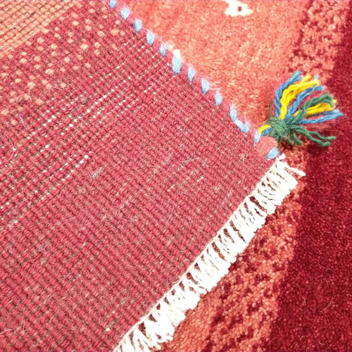 特価25％OFF】ペルシャ ギャッベ ランナー中 143×50cm 茜色 ライオン