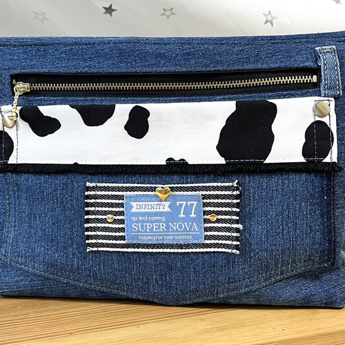 デニムリメイク ショルダーバッグ 送料込みデニムリメイクバッグ（M）No.564☆ショルダーバッグ 斜