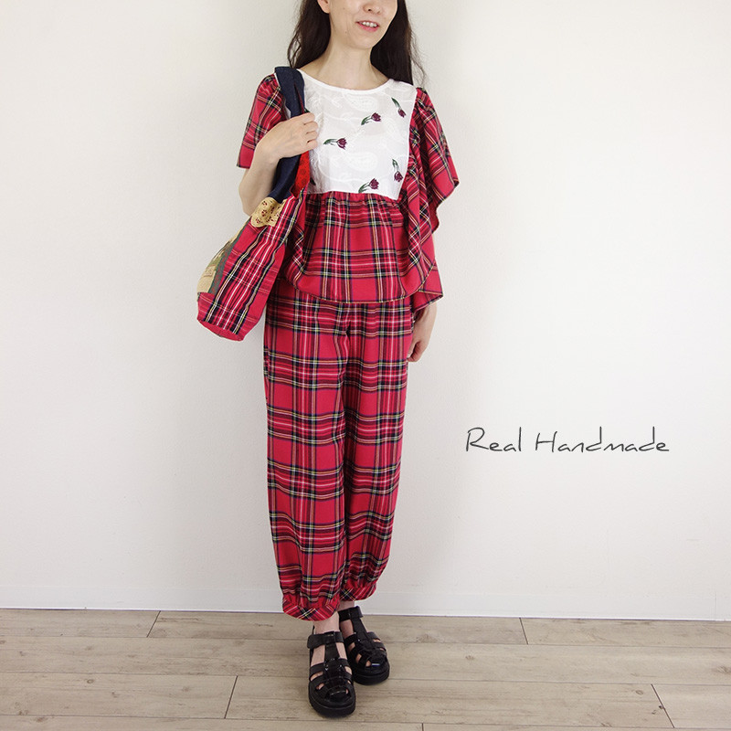 [予約販売] テッキングレッドタータンカフスパンツ（セットアップにもなります）