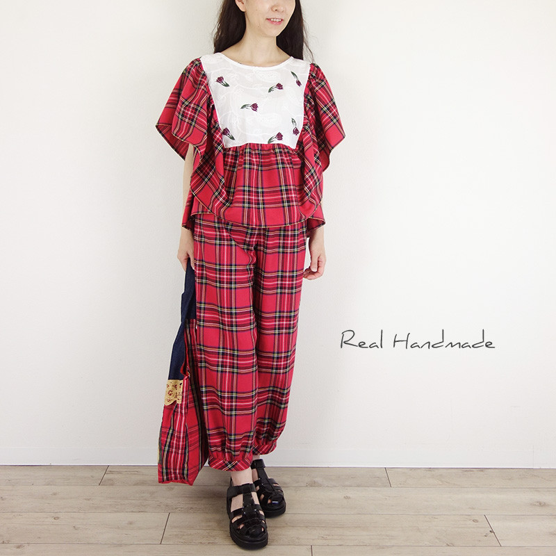 [予約販売] テッキングレッドタータンカフスパンツ（セットアップにもなります）