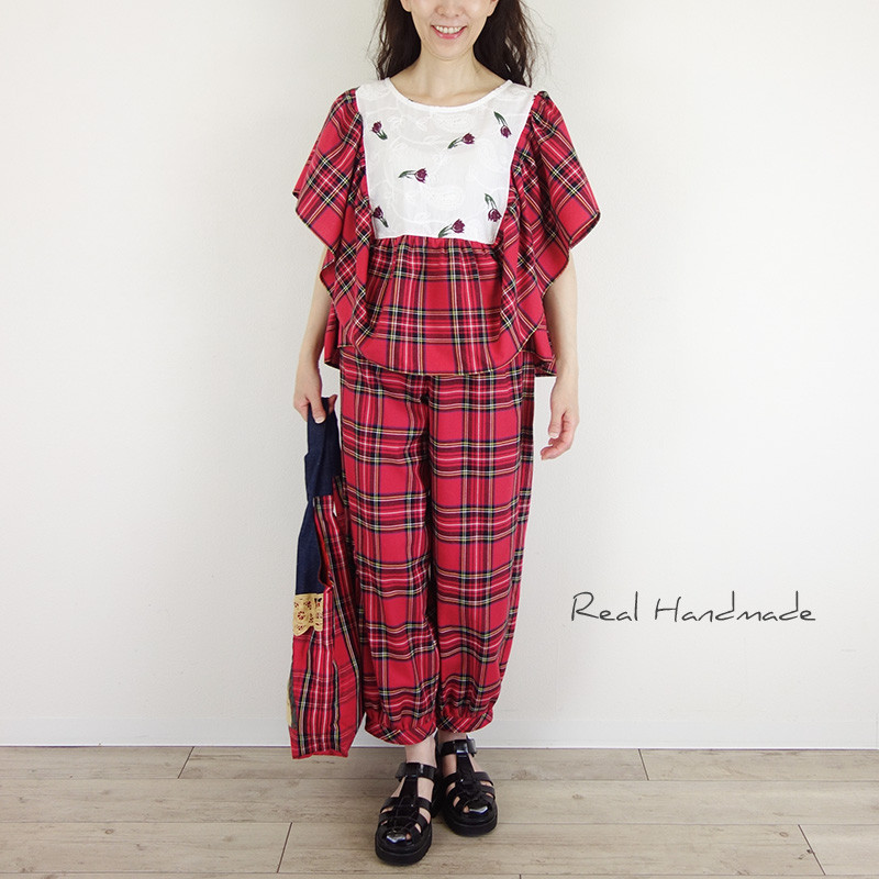 [予約販売] テッキングレッドタータンカフスパンツ（セットアップにもなります）