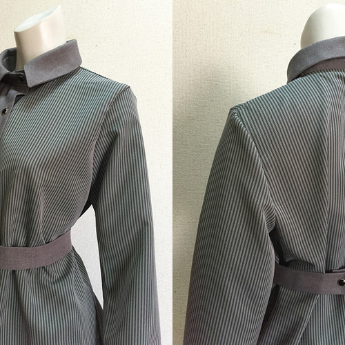 1点もの・デザイン画付き】ストレッチツイル生地＆T/C先染め生地シャツ  