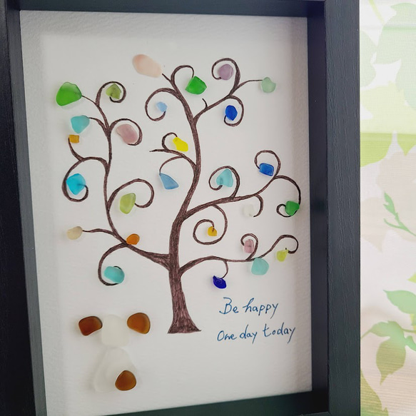 キラキラ色とりどり実りの木☆ワンちゃん〉シーグラスアート - 犬