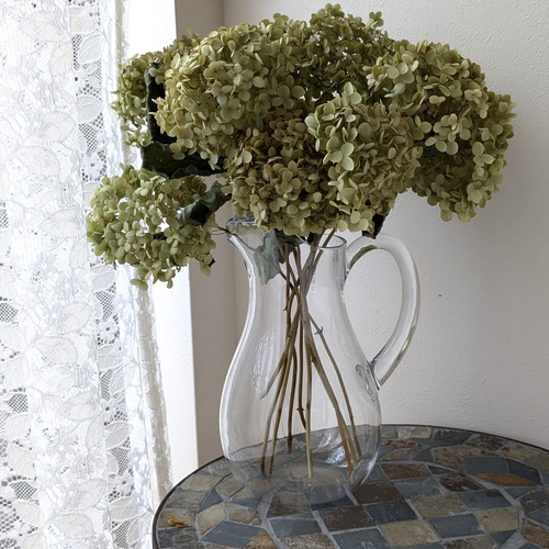 割れない・欠けない丈夫な花瓶付き！アンティーク紫陽花アナベルの