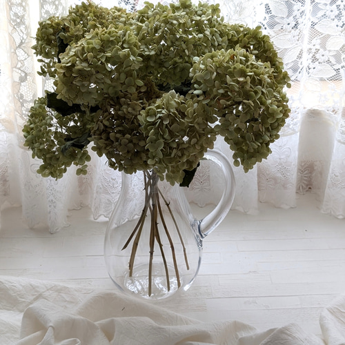 割れない・欠けない丈夫な花瓶付き！アンティーク紫陽花アナベルの