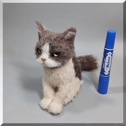 羊毛フェルト 猫 キジシロ猫さん キジ白 ねこ ネコ 猫フィギュア