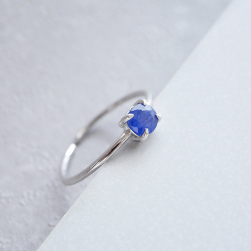 ブルーサファイアの一粒リング 指輪 シルバー925 18KGP フリーサイズ