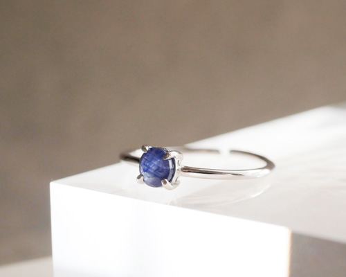 ブルーサファイアの一粒リング 指輪 シルバー925 18KGP フリーサイズ