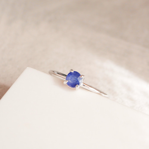 ブルーサファイアの一粒リング 指輪 シルバー925 18KGP フリーサイズ