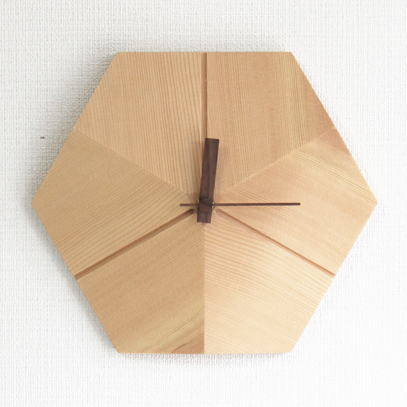 壁掛け時計 Hexagon 現品商品 デザイン 面白い 個性的 天然無垢材