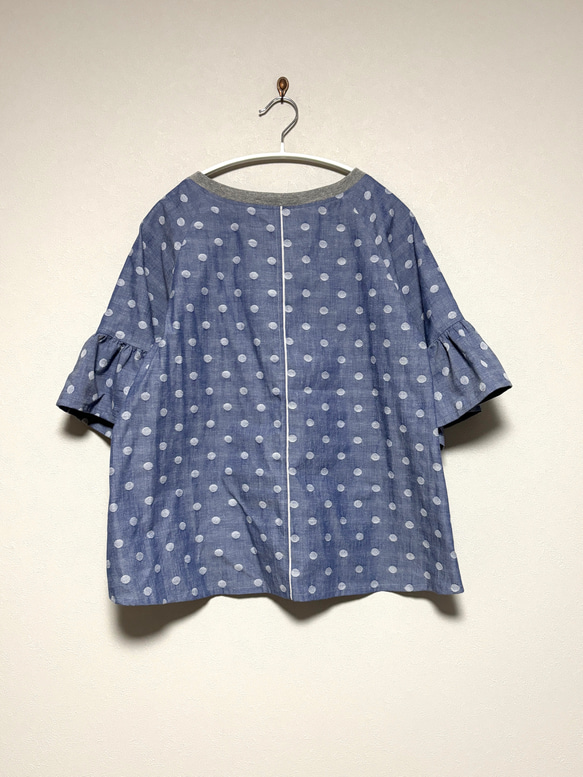 コットンダンガリーのフリル袖プルオーバー 人気・おすすめ｜使いやすい・旅行におすすめ 品質保証 全国発送 日本国内発送・最短翌日お届け