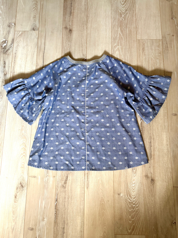 コットンダンガリーのフリル袖プルオーバー 人気・おすすめ｜使いやすい・旅行におすすめ 品質保証 全国発送 日本国内発送・最短翌日お届け