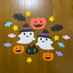 壁面飾り【ハロウィン①】秋 10月 おばけ 画用紙 切り絵 壁面飾り