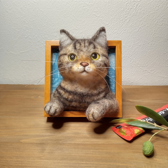 ほっこり♡猫の見える窓】キジトラ猫ver.【羊毛フェルト】【猫