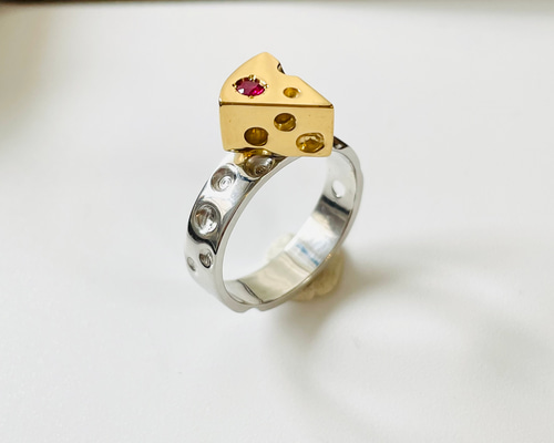 アイオライトサンストーン ラウンド 18kgp リング 天然石リング