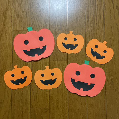 壁面飾り【ハロウィン かぼちゃ6点】秋 10月 画用紙 切り絵 壁面飾り