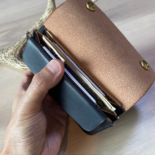 ミドル トラッカーウォレットイタリアンレザー 丘染めブラック