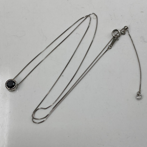 pt900 pt850 天然ブラックダイヤモンド 0.5ct ペンダントネックレス 