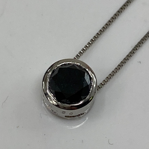 pt900 pt850 天然ブラックダイヤモンド 0.5ct ペンダントネックレス 