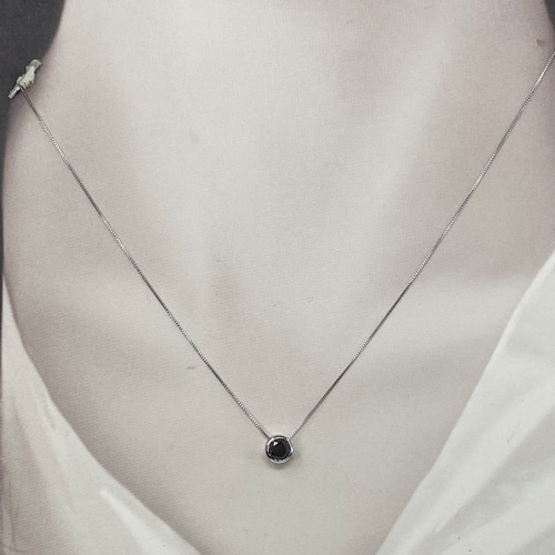pt900 pt850 天然ブラックダイヤモンド 0.5ct ペンダントネックレス 