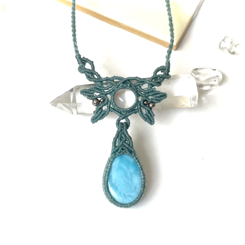 専用　ラリマー　マクラメ　ネックレス　ペンダント　天然石　ストーン 優しいお守り♪ラリマーの天然石マクラメネックレス ネックレス