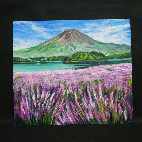 油絵 油彩 油彩画 絵 絵画【富士山とラベンダー畑】 油絵 油彩 油彩画 絵 絵画【ラベンダー畑に立つ一本木