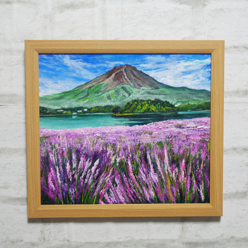 油絵 油彩 油彩画 絵 絵画【富士山とラベンダー畑】 絵画 HR