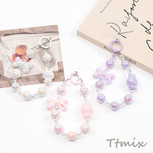 TN433-3 1連 ビーズストラップ ビーズキーホルダーストラップ スマホ