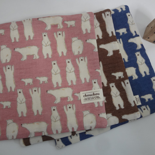 20cm角*しろくま*8重やわらかガーゼハンカチ*3枚セット その他入園