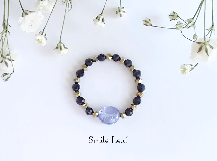 タンザナイト&オニキスのビーズリング