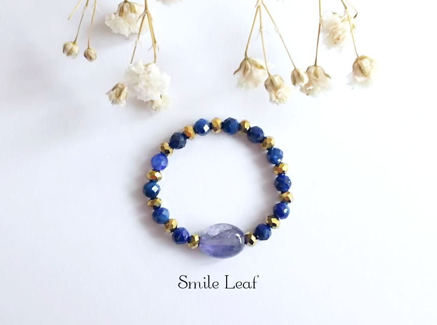 タンザナイト&ラピスラズリのビーズリング